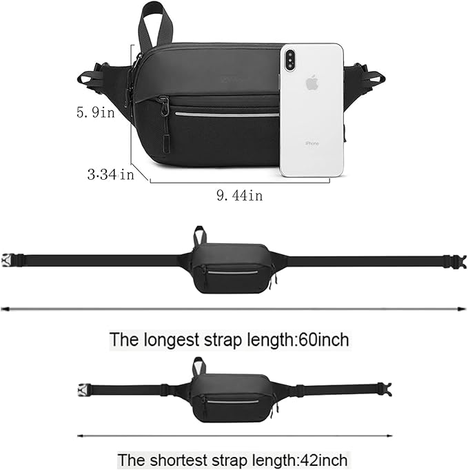 Crossbody Fanny Pack Belt Bag for Women & Men with Multi-Pockets, Waterproof Sling Bag for Travel, Running, Hiking, Cycling, Fashion Waist Bag Fits All Phones, Perfect Running Bag