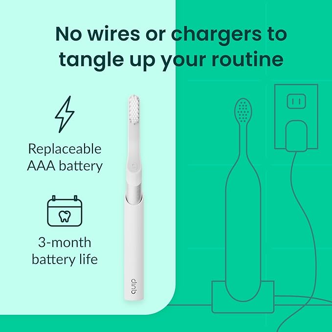 Quip Sonic Toothbrush for Adults with Timer - Includes Extra Brush Head and Travel Cover Mount - Electric, Soft Bristle Refill Head, Metal Handle, 3 Month Battery Life - Travel Toothbrush - Silver