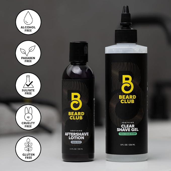 Beard Club Straight Razor for Men, Shaving Gel & Aftershave for Men – Hydrating Mens Shave Cream, Soothing After Shave Lotion & Navajas Para Barbero - Barber Straight Edge Razor Kit - Gift Kit