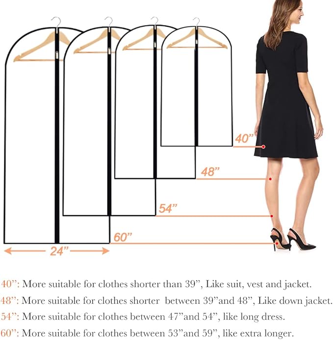 Garment Bags for Hanging Clothes Travel (set of 12) Clothing Suit Bags for Closet Storage Wedding Dress Garment Bag with Zipper Gown Garment Bag for Long Dresses