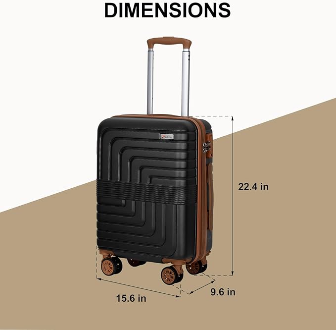 Romswi Expandable 22" Carry On Luggage,Hardshell Suitcase with Double Spinner Wheels for 20% More Space, Airline Approved Lightweight Hardside Luggage, Scratch-Resistant & YKK Zipper,Black
