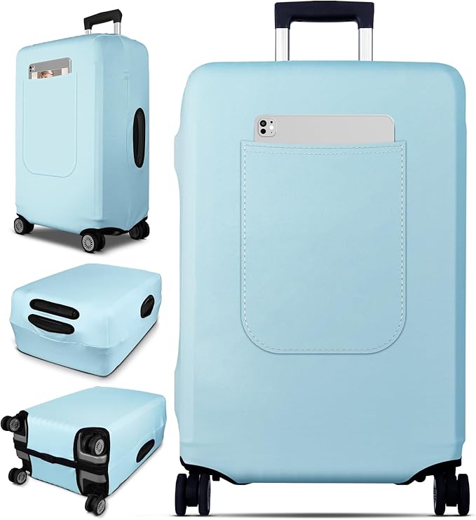 Slohif Luggage Cover for Suitcase Tsa Approved Protector - Luggage Sleeve Suit Case Cover Travel Stretch Large Baggage Case Protective Washable Fit 22-24 Inch Light Blue