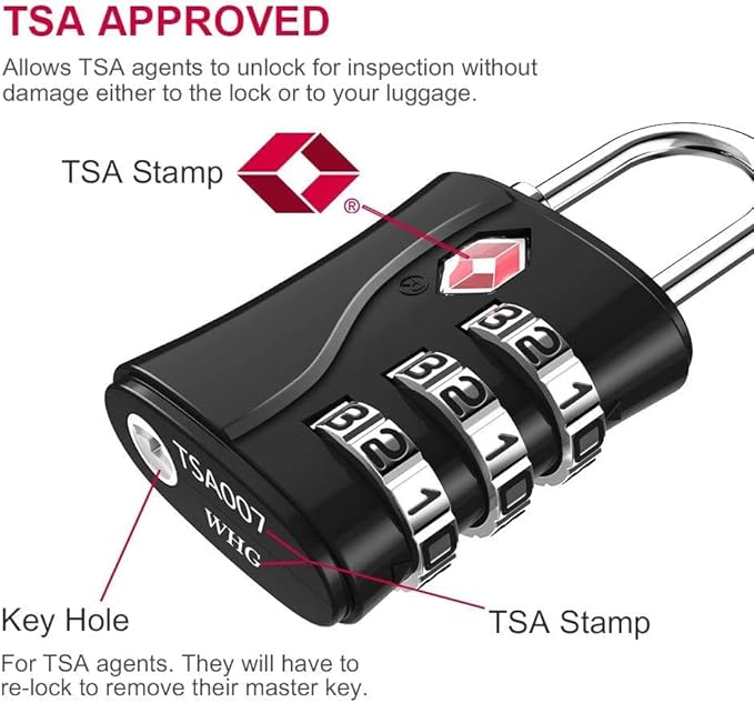 ZHEGE TSA Approved Locks, Luggage Locks, 3 Dial TSA Lock for Suitcases, Backpack, Baggage (Rose Gold)