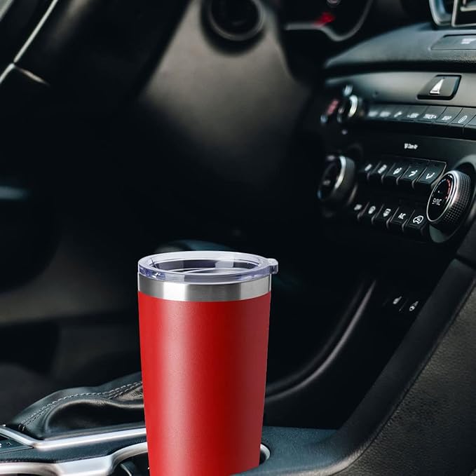 HASLE OUTFITTERS 20oz Tumblers Stainless Steel Mugs with Lid Double Wall Vacuum Insulated Coffee Cups for Cold & Hot Drinks (20oz-Red, 8 Pack)