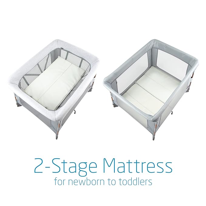 Maxi-Cosi Swift Lightweight Portable Playard, 1-Step Fold Playpen with Travel Bag, 2-Stage Mattress for Newborn to Toddlers, Essential Grey