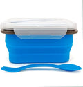 Small Silicone Collapsible Snacks Container with lid and 2 in 1 Spoon & Fork, Food Grade Silicone Bento Lunch Container, For Leftovers Meal Prep, Microwave/Freezer/Dishwasher Safe, 700ml