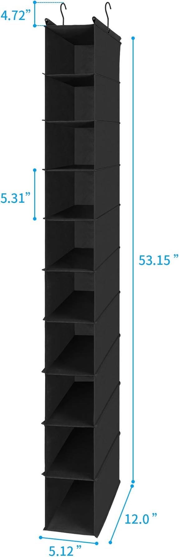 MAX Houser 10-Shelf Hanging Shoe Shelf Organizer, Hanging Shoe Storage for Closet,Pack of 2 (Black)