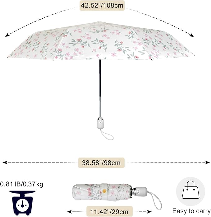 Cuby UV Sun Umbrella Compact Folding Umbrella lightweight Portable Manual Travel Umbrella for Rainproof & 99% UV Protection with Black Anti-UV Coating
