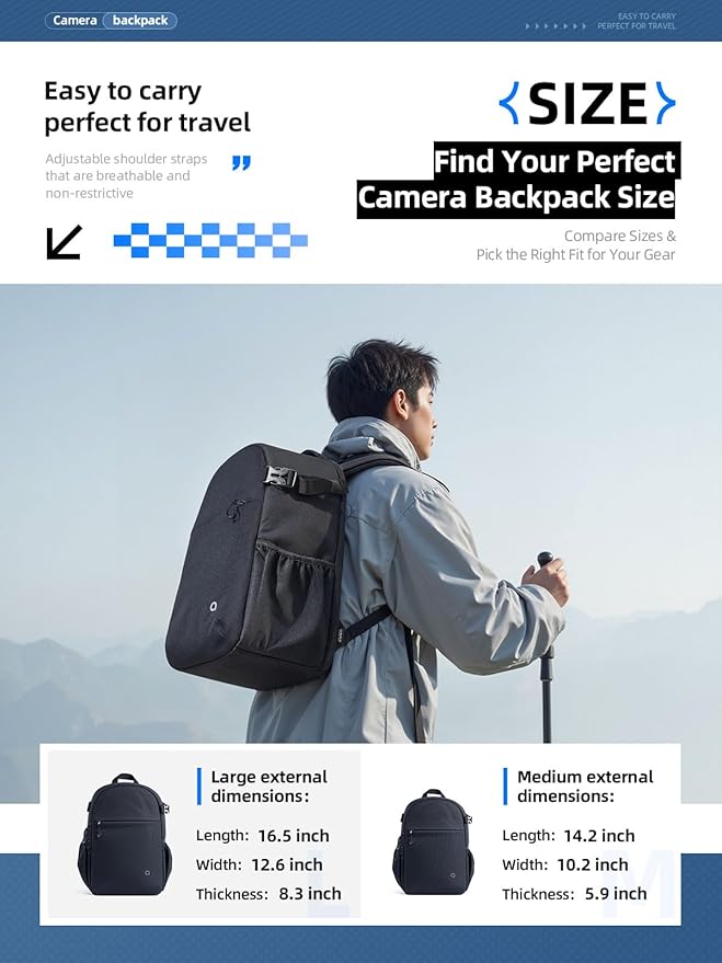 llano Compact Camera Backpack for DSLR/SLR/Mirrorless,Photography Bag with Laptop Slot (for 14" MacBook) & Tripod Holder, Ideal for Travel & Outdoor (for Canon, Nikon, Sony), Small, Black,10L Capacity