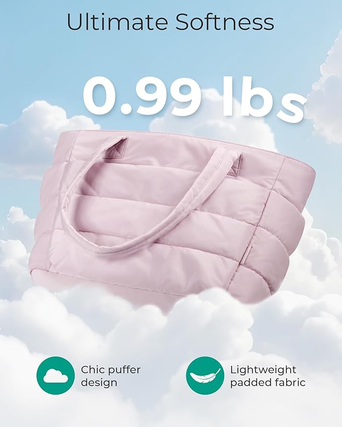 BAGSMART Tote Bag for Women, Lightweight Puffy Tote Bag with Compartments Shoulder Bag Handbag for Travel, Work, Gym,