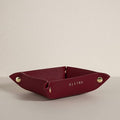 OLETHA Small Foldable Valet Tray - Aesthetic Desk Organizer for Home, Office & Travel - Portable Catch All Bowl for Keys, Jewelry & Essentials - Red