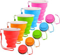 5Pcs Silicone Collapsible Cup for Travel, Reusable Folding Camping Cup Mug with Lids, Portable Expandable Drinking Cup Collapsible Water Cups Mugs Set Telescopic Camping Tumblers for Hiking
