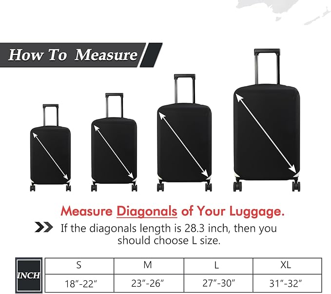 HYPER VENTURE Washable Luggage Cover - Fashion Suitcase Protector Fits 27-30 Inch Luggage (Black, L)