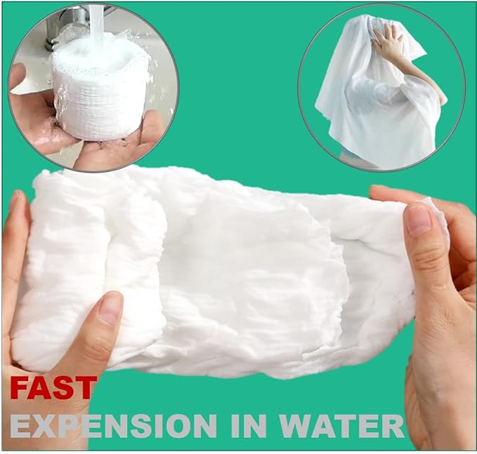 Premium Disposable Bath Towels, Extra Thicker and Larger (55.1” X 27.5"), for Travel Camping Hiking Backpacking, Portable Reusable Quick Dry Pure Cotton 2pcs