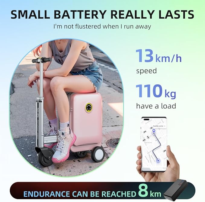 Airwheel SE3S Smart Rideable Suitcase Electric Luggage Scooter For Travel (pink)