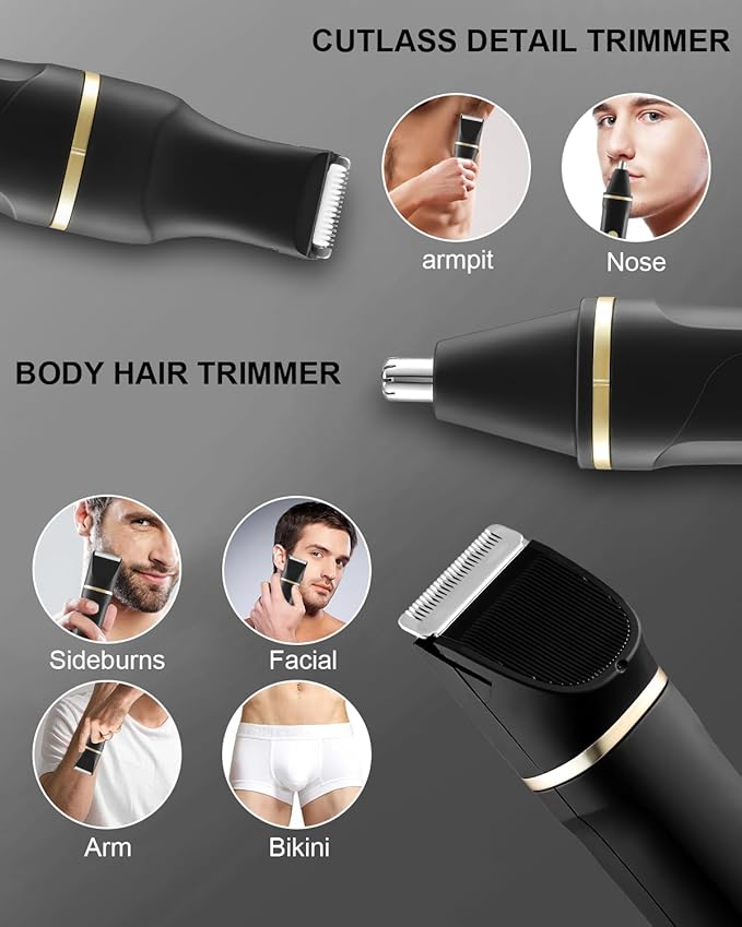 AREYZIN Body Hair Trimmer Men: Manscape 3 in 1 Electric Razor, Hair Trimmer for Body Groomer,Beard, Nose/Ear Hair,USB-C Replaceable Dock Ceramic Blade Heads,Christmas Gifts for Men