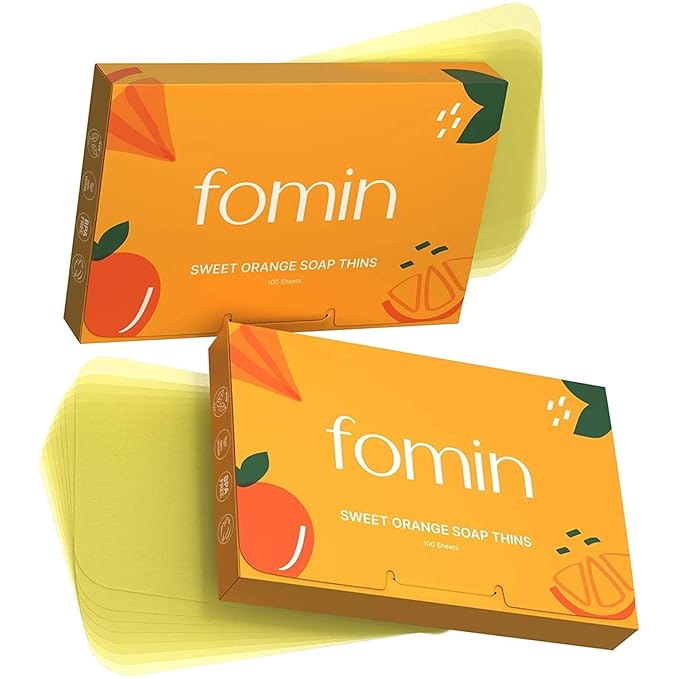 FOMIN - Antibacterial Paper Soap Sheets for Hand Washing - (200 Sheets) Orange Portable Travel Soap Sheets, Dissolvable Camping Mini Soap, Portable Hand Soap sheet