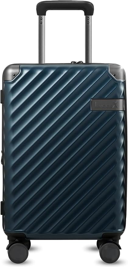 LUGGEX Luggage with Spinner Wheels, Polycarbonate Expandable Hard Shell Suitcase, Carry On 20 Inch, Navy