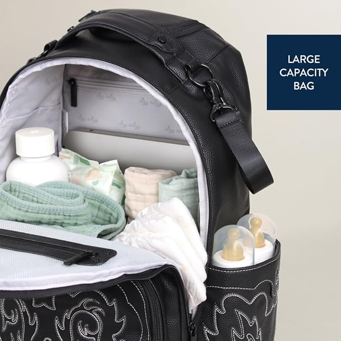 Itzy Ritzy Large Capacity Boss Plus Baby Backpack Diaper Bag Featuring 19 Pockets, Outlaw Black