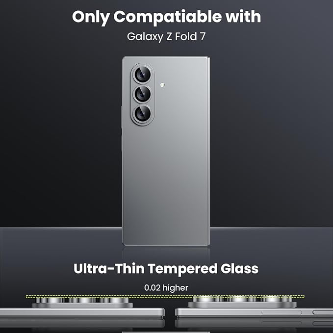WSKEN for Z Fold 7 Camera Lens Protector Case Cover - Ultra HD Anti-Reflective Tempered Metal Glass Anti Scratch Rear Camera Screen Protector Film for Samsung Galaxy Z Fold 7 5G Accessories,Silver