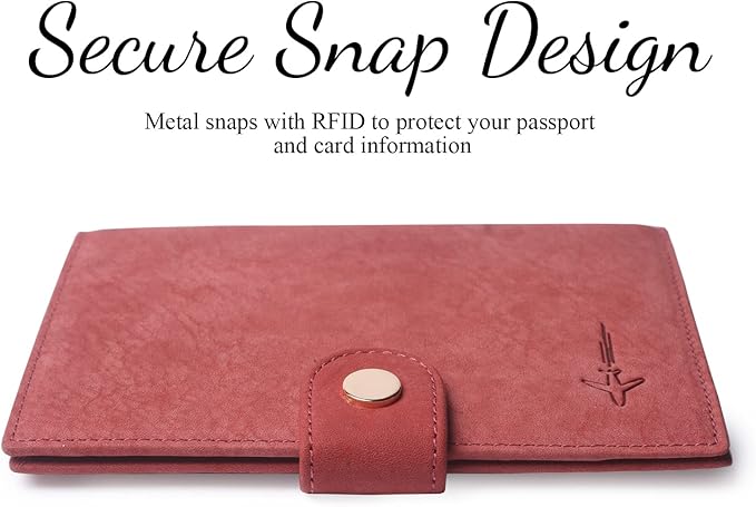 Genuine Leather Passport Case, RFID Passport Cover with Credit Card Holder for Women and Men Family ID Travel