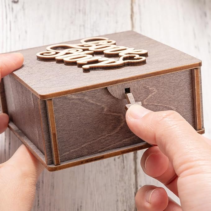 Personalized Double Ring Box – Rustic Wooden Engagement & Wedding Ring Holder with Wedding Ring Bearer Pillow - Engraved Proposal Jewelry Case Gift