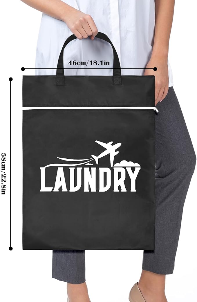 2 Pcs Large Travel Laundry Bag - Washable Waterproof Wet Bag for Dirty Clothes, Swimsuit, Workout, Gym, Swimming Pool, Yoga, College Dorm (Black+Blue)