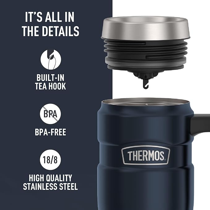 THERMOS Stainless King Vacuum-Insulated Travel Mug, 16 Ounce, Midnight Blue