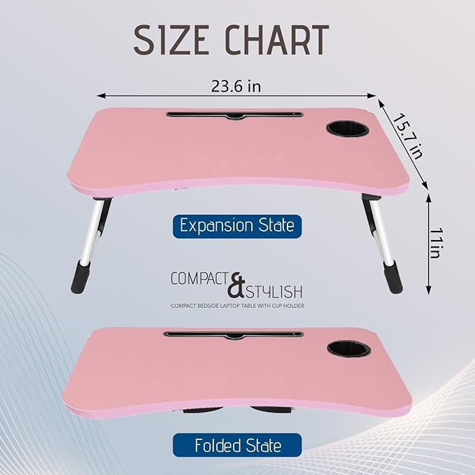 2-Pack Large Lap Desk for Bed & Sofa with Cup Holder & Foldable Legs Laptop Table, Breakfast Serving Tray, Tablet Phone Groove, Foldable Legs