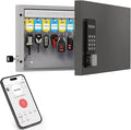 24 Key Lock Box Wall Mount, Smart Key Cabinet, use One Time Password,Fixed Code, Bluetooth, Wi-Fi Remote, Key Unlock, Security Lockbox Organizer for Valets, Hotel, Car, Office Key Management & Storage
