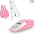 MBBEST Hotel Door Lock & Door Stop Alarm,Dual Protection Security Devices Pocket Door Stopper Self Defensey Tools for Hotel Travel Home Apartment House, Pink/Pink
