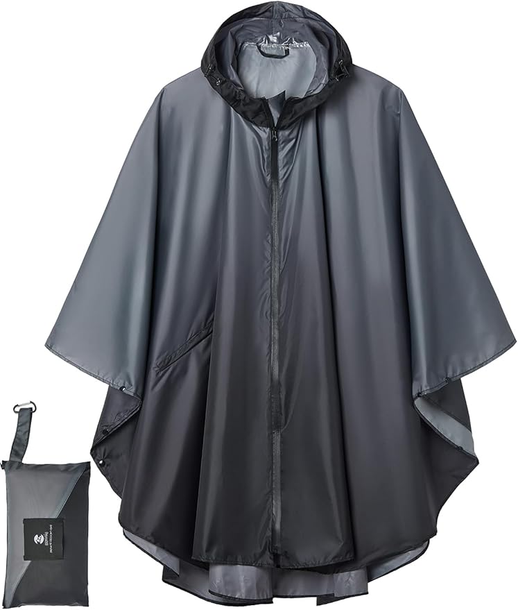 SaphiRose Rain Poncho Jacket Coat Hooded for Adults with Pockets