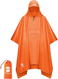 SaphiRose Extra Thick Hooded Rain Poncho Double Layer Waterproof Raincoat Jacket for Men Women Adults
