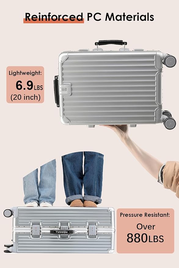HotWay 24 Inch Hardside Checked Luggage with Leather Handle, PC Zipperless Suitcase with Spinner Wheels and TSA Locks, Lightweight Checked Luggage for Travel, White