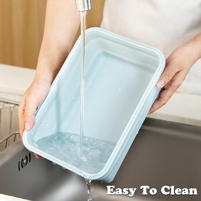 Extra Large Collapsible Silicone Food Storage Containers With Lids, 2 Pack 2000ml, XXL Foldable Bento Lunch Box, Big Meal Boxes for Kitchen, Camping, Dishwasher, Microwave, Freezer Safe