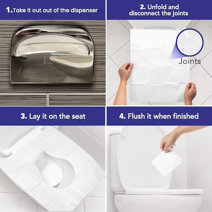 Disposable Toilet Seat Cover - 200 Sheets of XL Half Fold Flushable Toilet Seat Covers for Commercial, Public Facilities and Potty Training, Premium Toilet Paper Cover, Regular (2 Pack)