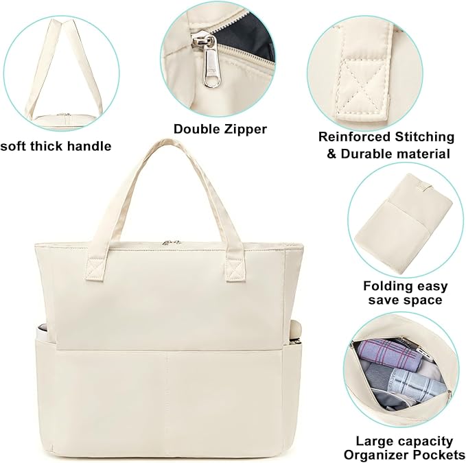 Waterproof Beach Tote Pool Bags for Women Ladies Extra Large Gym Tote Carry On Bag With Wet Compartment for Weekender Travel