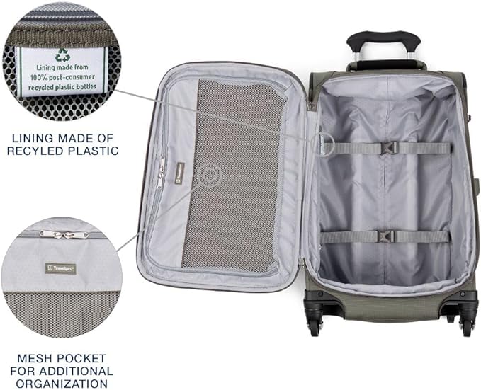 Travelpro Maxlite 5 Softside Expandable Carry-On Luggage with Spinner Wheels, Lightweight, 21-Inch — Slate Green