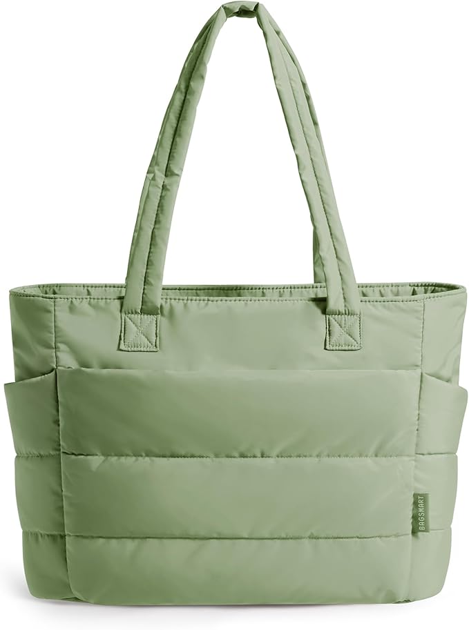 BAGSMART Tote Bag for Women, Lightweight Puffy Tote Bag with Compartments Shoulder Bag Handbag for Travel, Work, Gym,