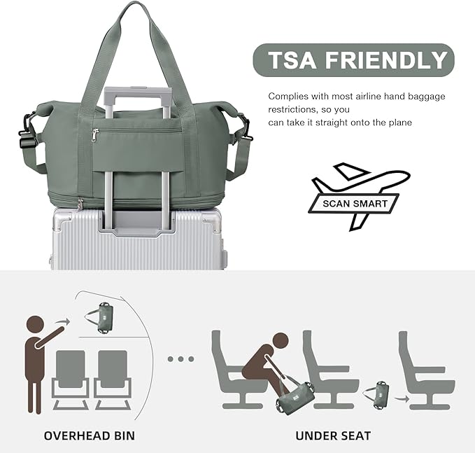 Travel Duffel Bag, Sports Tote Gym Bag, Shoulder Weekender Overnight Bag for Women