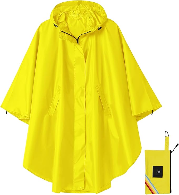 SaphiRose Unisex Rain Poncho Hooded Waterproof Raincoat for Adults Women