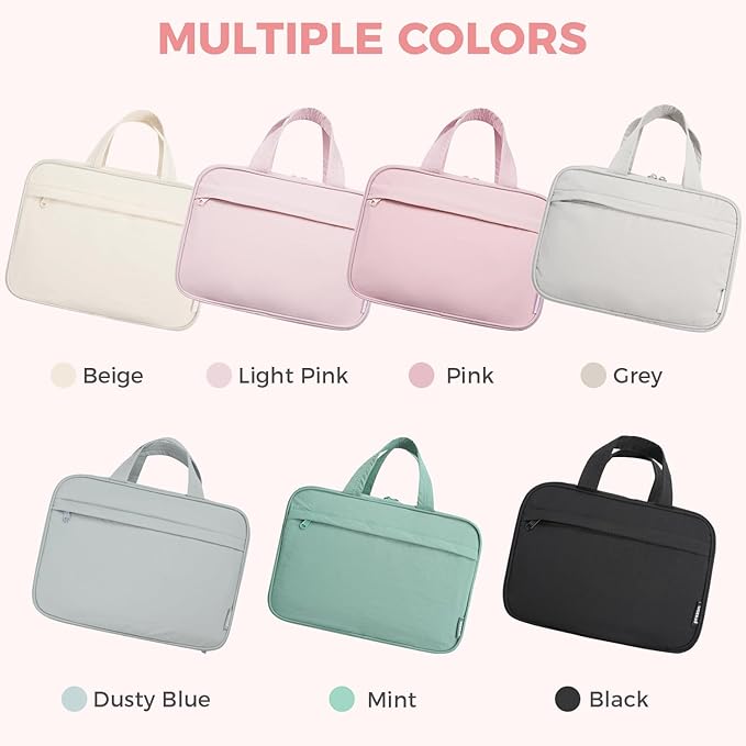 Toiletry Bag For women,Portable Hanging Organizer,4 Leakproof Compartment for full-sized Conditioner, Brushes Set, Makeup Accessories,Visible and easy to access.L-light pink