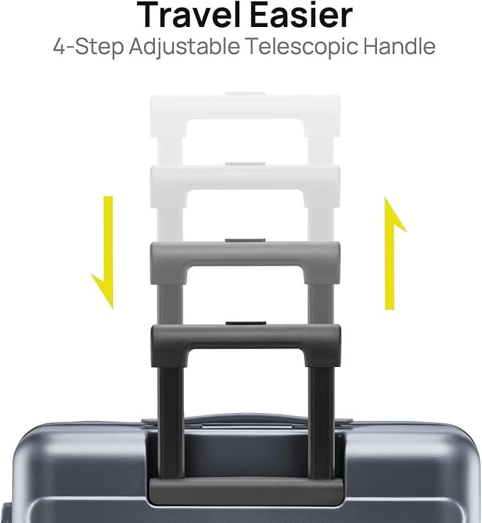 Carry on Luggage 22 X 14 X 9 Airline Approved, 20 Inch Luggage for 3-5 Days Travel, Double Spinner Wheels, 100% Hardshell PC, TSA Lock (02-Grey (Basic), Set 2PCS (20-Inch/28-Inch))