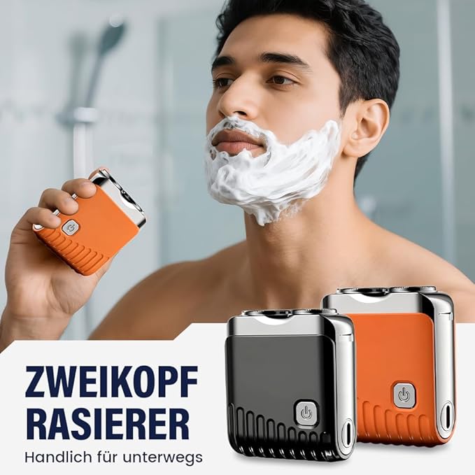 Mini Electric Shaver, Dual Head Waterproof Rechargeable Razor Mini Wet Dry Shaving Razor for Travel Home Use (Black)