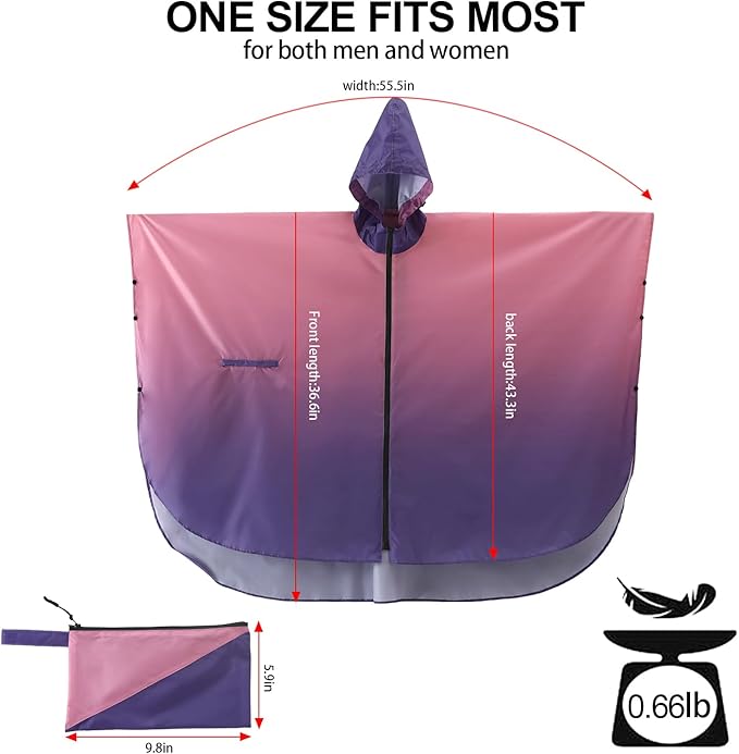 Rain Poncho Jacket Coat Hooded Zipper Style for Women/Men/Adult with Pocket