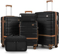 Luggage Sets 3 Piece with TSA Lock Hardside PC+ABS Carry On Suitcase with Spinner Wheels Lightweight Rolling Travel Luggage Sets with YKK Zippers (Black)