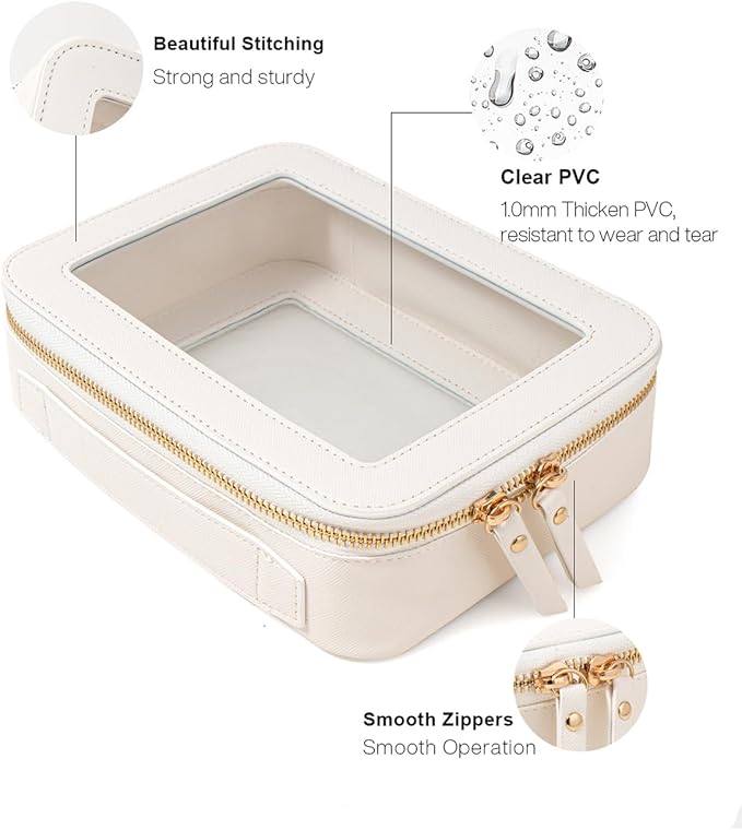 Travel Clear Makeup Bag Set, TSA Approved Cosmetic Bag Case with Zipper Portable Makeup Pouch Toiletry Bag Women Traveling Cosmetic Organizer Storage Bag Car Organizer Car Essentials for Women