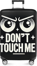 ANNA QUEEN Funny “Don’t Touch Me” Luggage Cover, Bold Black Suitcase Protector with Angry Eyes Design, Stretchable, Washable Travel Cover for 32-34 Inch Luggage