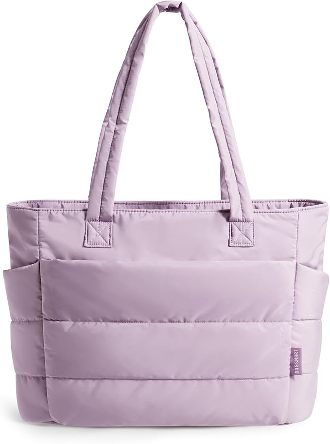 BAGSMART Tote Bag for Women, Lightweight Puffy Tote Bag with Compartments Shoulder Bag Handbag for Travel, Work, Gym,