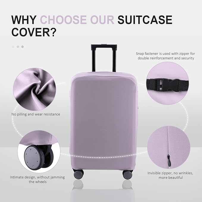 Travel Luggage Cover Suitcase Protector Scratch-Resistant Fit 19-31 Inch Suitcase, Not Included Suitcase (Lavender Purple, 2XL(30-31 inch))